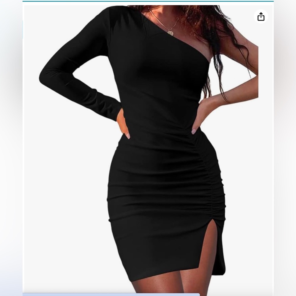 (M) Black one Sleeve Coctail Party Dress